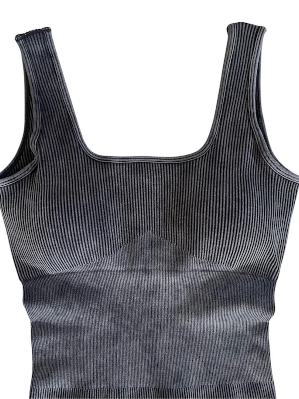 Zenana Ribbed Soft Charcoal Black Shape wear bodysuit removable bra pads New - Picture 2 of 7